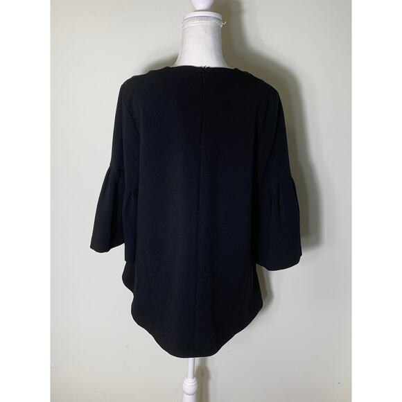 Edit Black Bell Sleeve Top Sz L - Picture 3 of 4